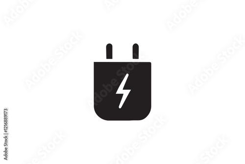 simple and subtle vector silhouette of charger in black and white, set against a white background. 