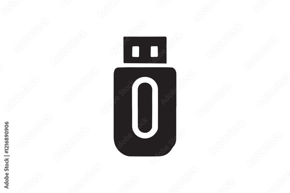simple and subtle vector silhouette of pen drive Memory Stick in black and white, set against a white background. simple and subtle vector silhouette of pen drive Memory Stick in black and white, set against a white background.