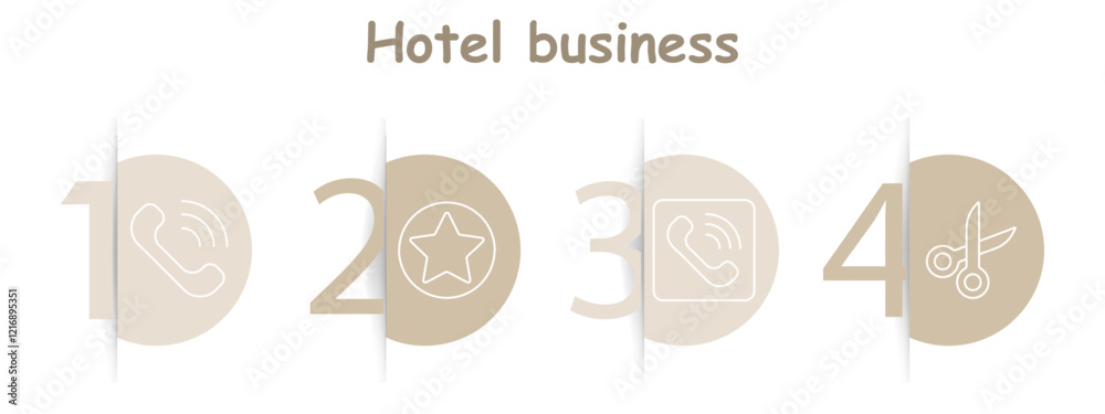 Hotel business set icon. Phone call, star, phone in frame, scissors, communication, services, ratings, maintenance Hotel business set icon. Phone call, star, phone in frame, scissors, communication, services, ratings, maintenance