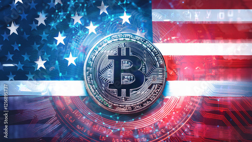 bitcoin and American flag