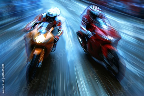 Dynamic motorcycle racing action  fast paced shots capturing the thrill on the track