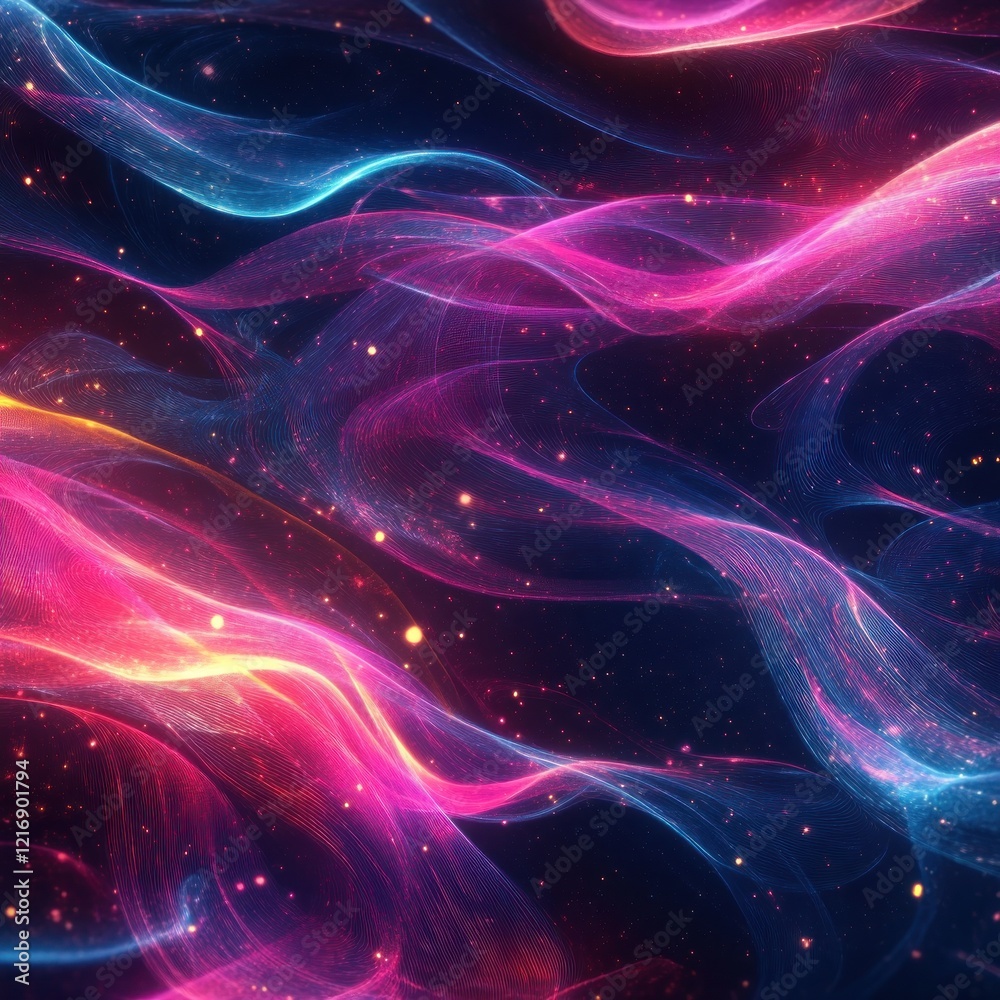 Fototapeta premium Cosmic Nebula Glowing energy streams. Background stars. Abstract art for design