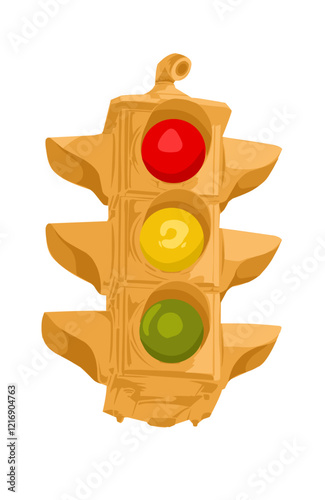 Illustration of a yellow traffic light on the highway 