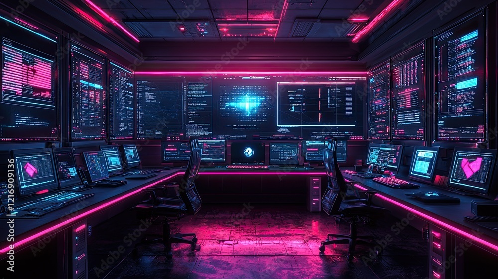 Futuristic Cyber Security Operations Center Room Futuristic Cyber Security Operations Center Room