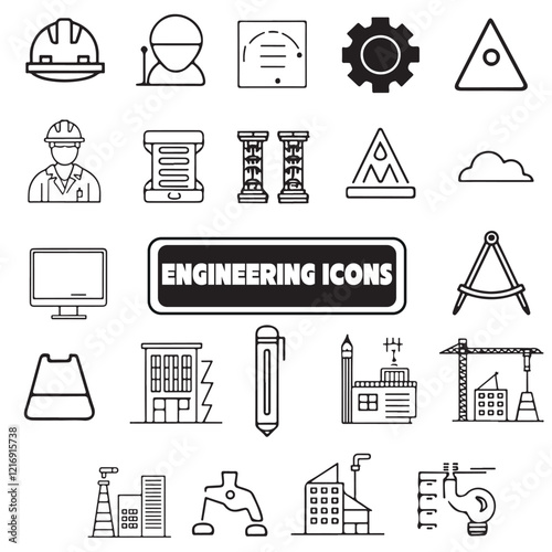 Engineering Icons Set premium vector 
