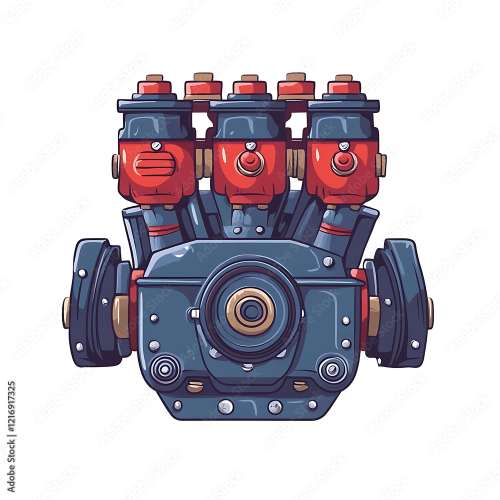 Fototapeta premium Hand-drawn mechanical engine flat icon