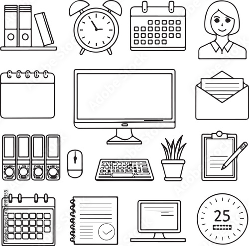 Office Workplace Icons Set