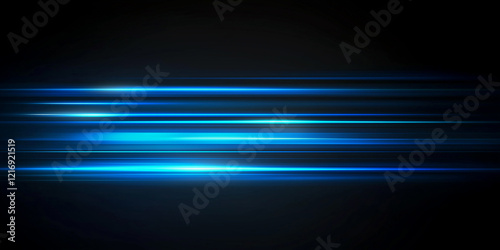 Abstract  blue gradient glowing speed lines on a black background,glowing blurred motion effect, glowing horizontal lines.vector illustration. photo