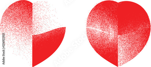 Glitch distorted heart shape . Minimal art design . Noise destroyed heart logo . Trendy defect error shapes . Glitched heart .Broken effect . Grunge texture . Distress effect .vector
