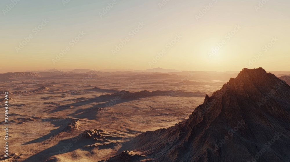 Majestic Desert Sunset: A Panoramic View of a Mountainous Landscape Majestic Desert Sunset: A Panoramic View of a Mountainous Landscape