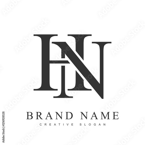 HN trendy logotype template. Initial letter h and n classic font style. Creative logo for company name or identity.