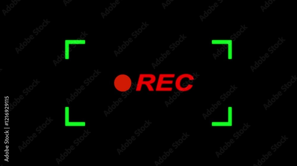 REC icon with a flashing red circle on a black background.REC and blinking red circle dot isolated. REC icon with a flashing red circle on a black background.REC and blinking red circle dot isolated.