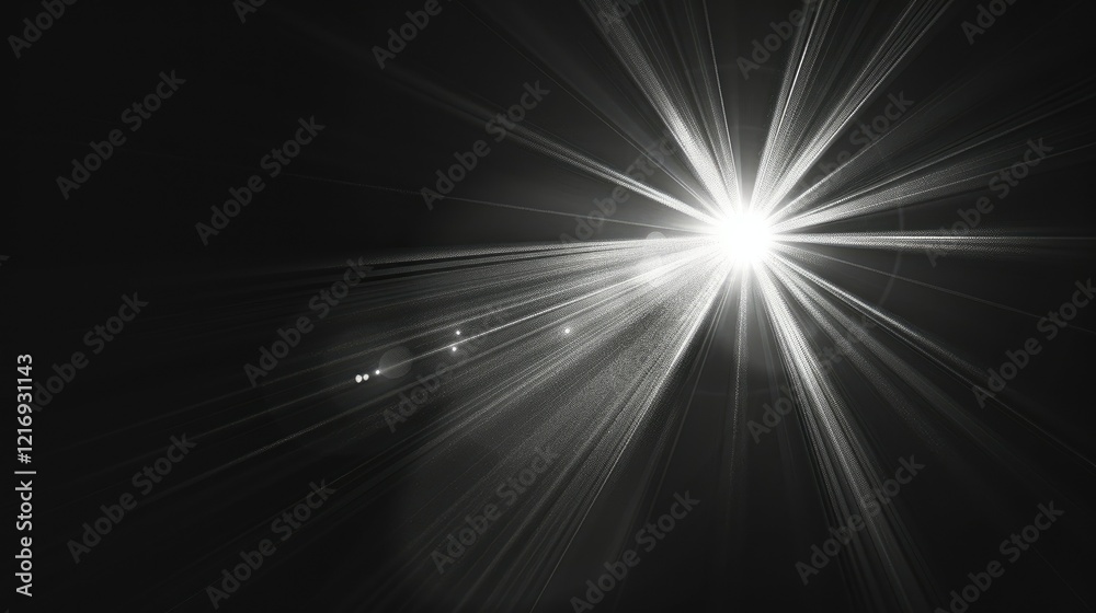 A bright light source emitting rays in a dark environment, creating a dramatic effect. A bright light source emitting rays in a dark environment, creating a dramatic effect.
