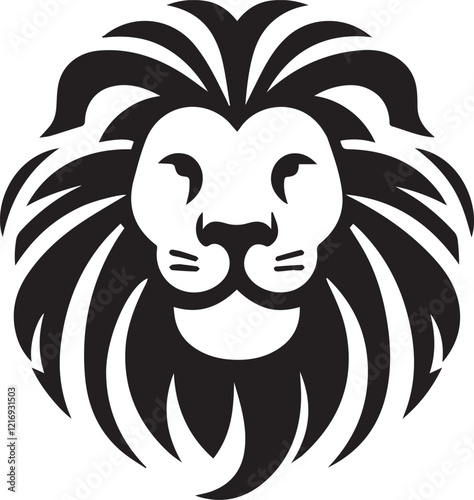 Lion roar and face of king of  jungle  vector black and white 