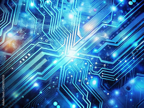 Wallpaper Mural Futuristic Blue Circuit Board Double Exposure Technology Banner Torontodigital.ca