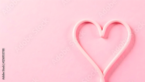 Minimalistic pink heart-shaped decoration on a soft pastel background with copy space, perfect for romantic designs, Valentine's Day themes, and love-inspired creative projects. Selective focus