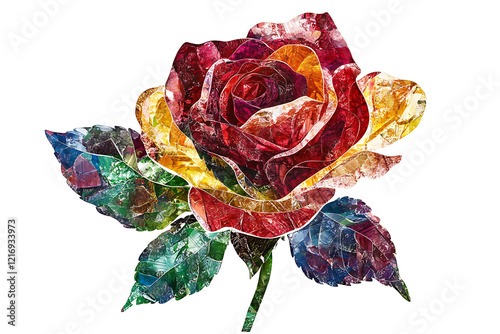 Rainbow rose isolated on white background PNG.AI GENERATED