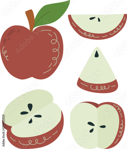 Abstract Apple Fruit Illustration Set