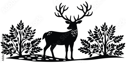 Wallpaper Mural A silhouette of nature with a deer vector illustration Torontodigital.ca