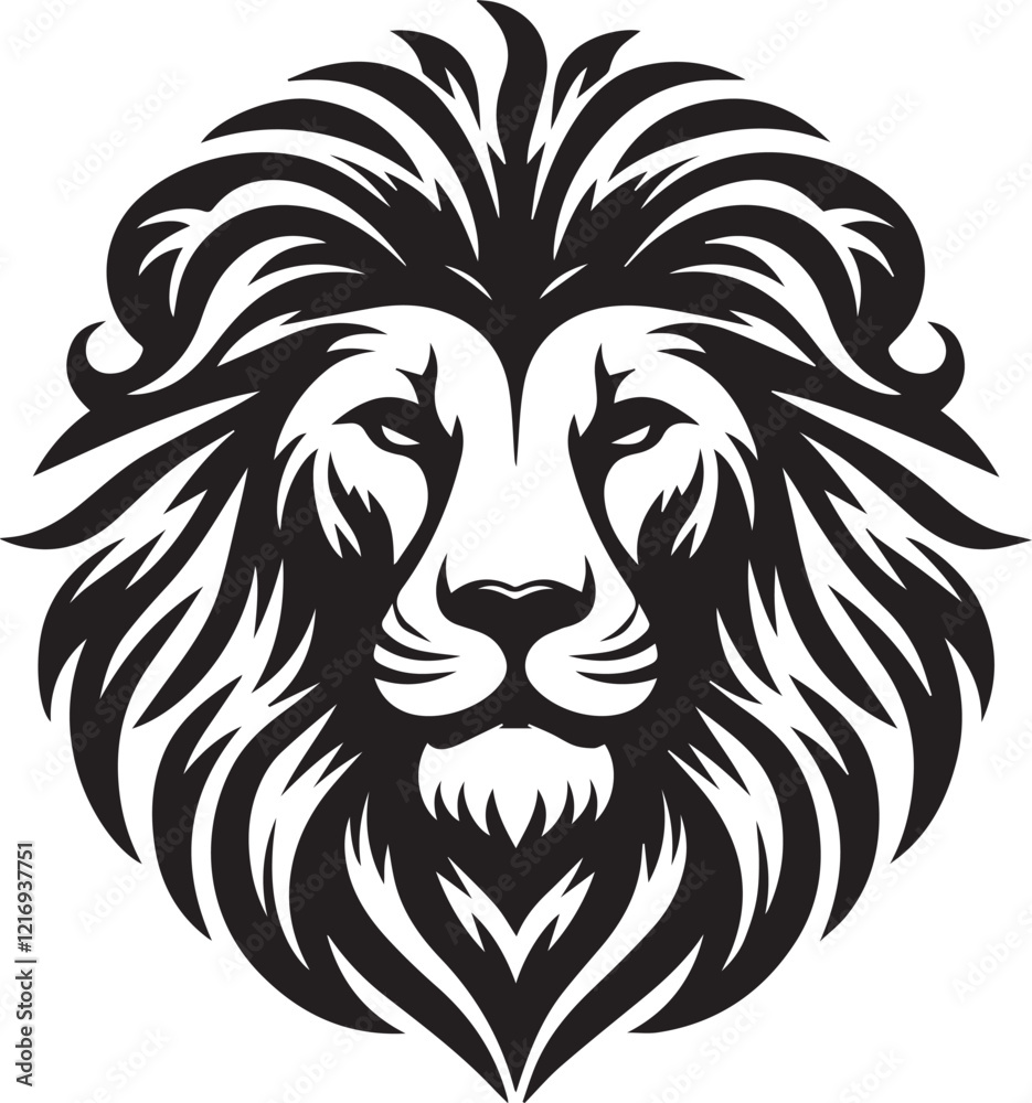 Lion roar and face of king of jungle vector black and white Lion roar and face of king of jungle vector black and white