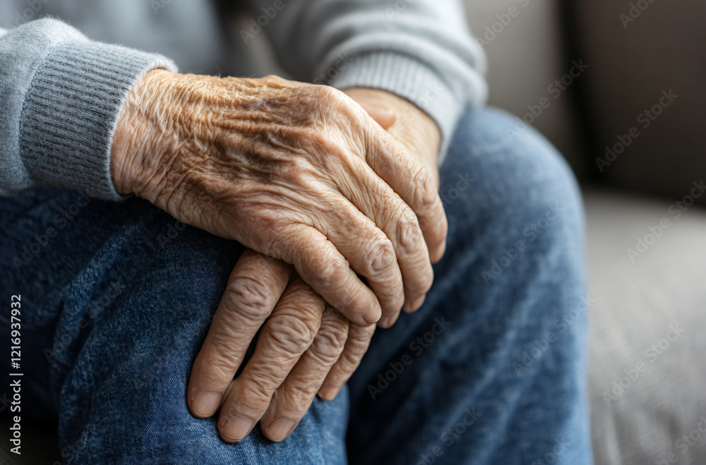 Fototapeta premium Old man has leg pain