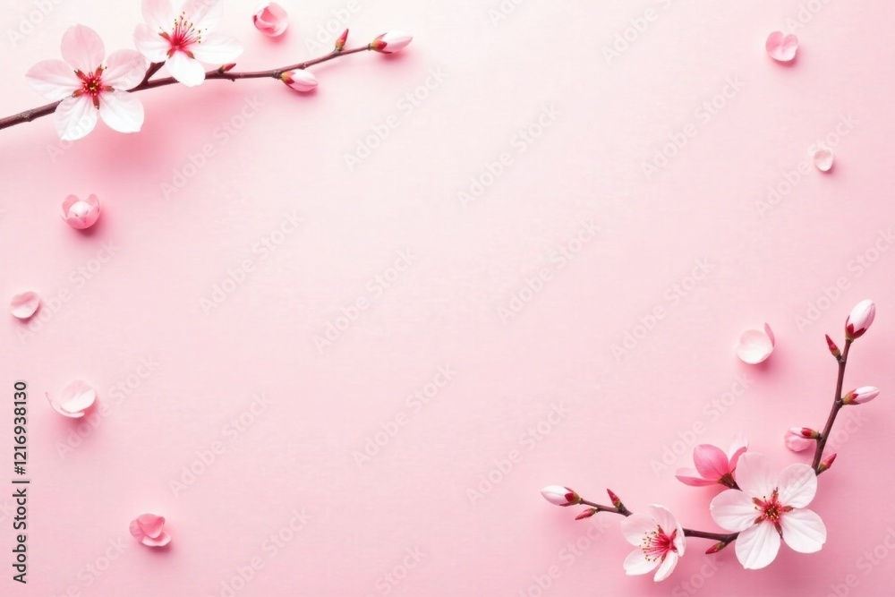 Delicate Pink Blossoms Frame a Soft Pink Background, Perfect for Springtime Designs or Announcements Delicate Pink Blossoms Frame a Soft Pink Background, Perfect for Springtime Designs or Announcements