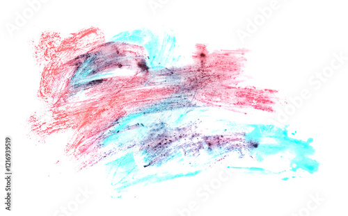 Colorful watercolor smeared, brush stroke, isolated on white