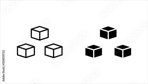 Building blocks line icon set. Thin line flat symbol of toys and construction. vector illustration on white background.