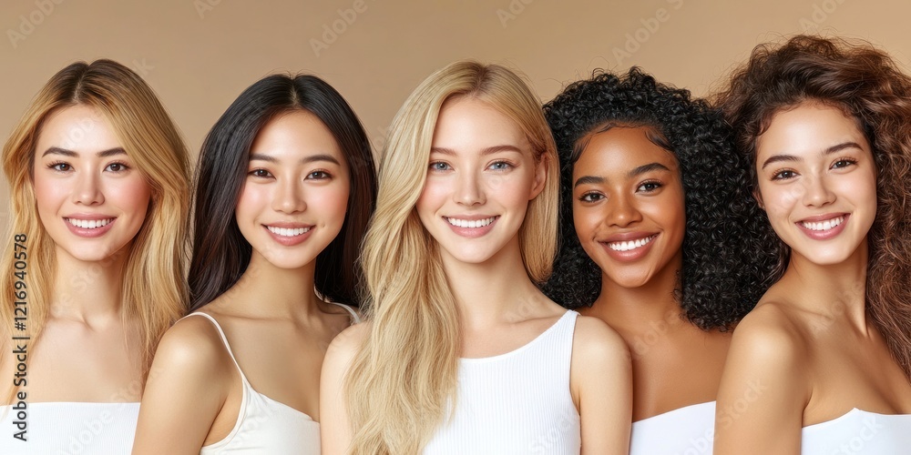 Diverse Group Of Women Smiling In A Natural Portrait Diverse Group Of Women Smiling In A Natural Portrait