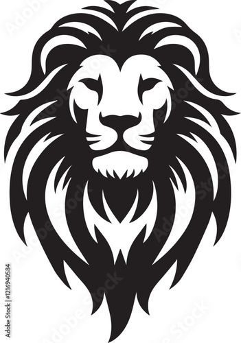 Lion roar and face of king of  jungle  vector black and white 