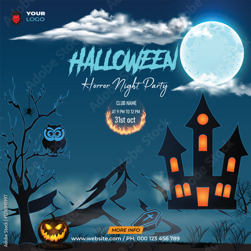 Halloween party social media post
