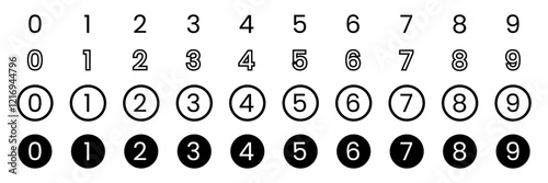 0 to 9 numbers set. 1, 2, 3, 4, 5, 6, 7, 8, 9, 0 collection