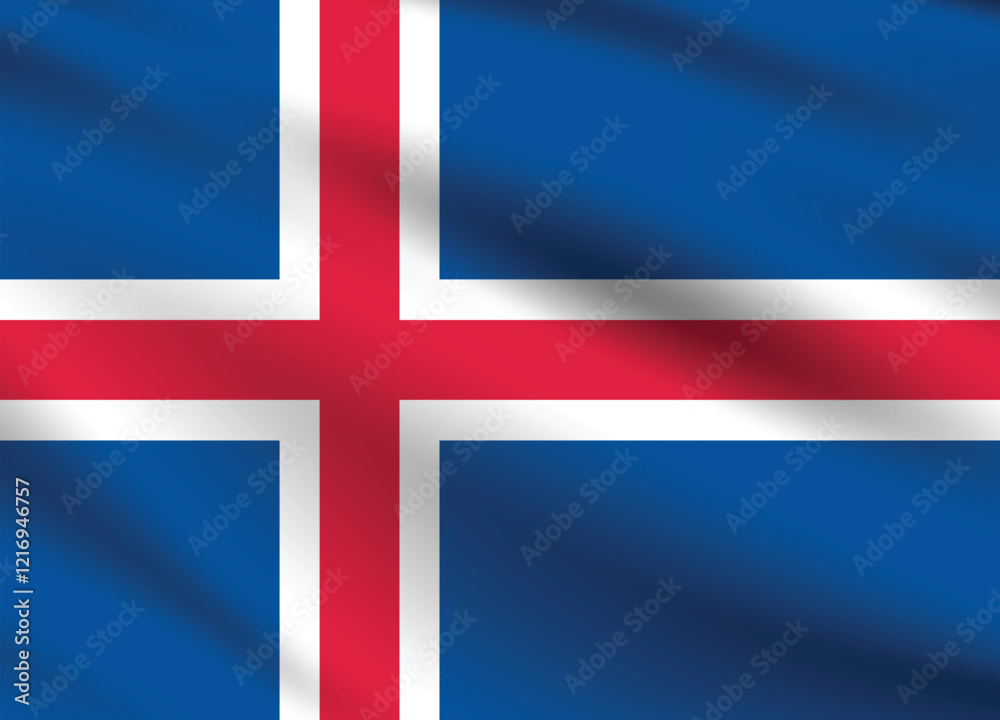 Obraz premium Iceland flag official colors and proportion digital vector illustration. Pleated flag.