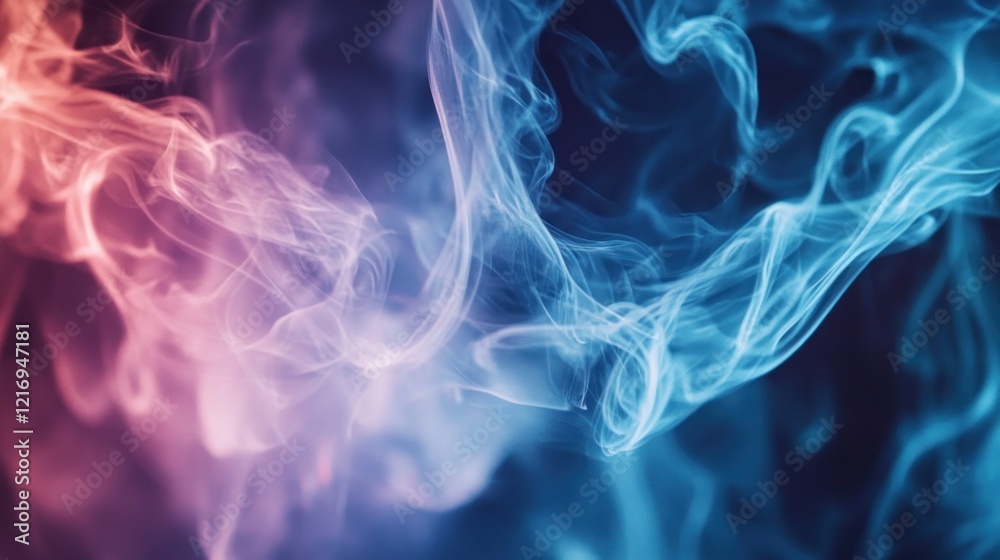 Abstract swirling smoke in vibrant pink and blue hues creates a mesmerizing visual effect. Abstract swirling smoke in vibrant pink and blue hues creates a mesmerizing visual effect.