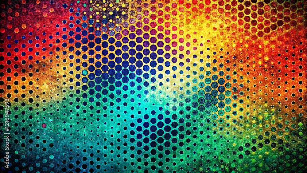 Fototapeta premium Grunge Halftone Dot Pattern: Panoramic Raster Print Background
