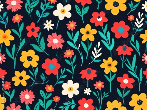 Wallpaper Mural Vibrant Floral Pattern: A Colorful Garden Tapestry Torontodigital.ca