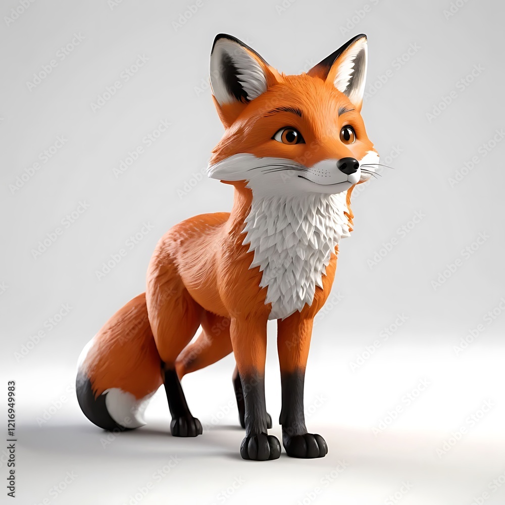 Obraz premium Adorable 3D Rendered Fox: A Whimsical Digital Creation
