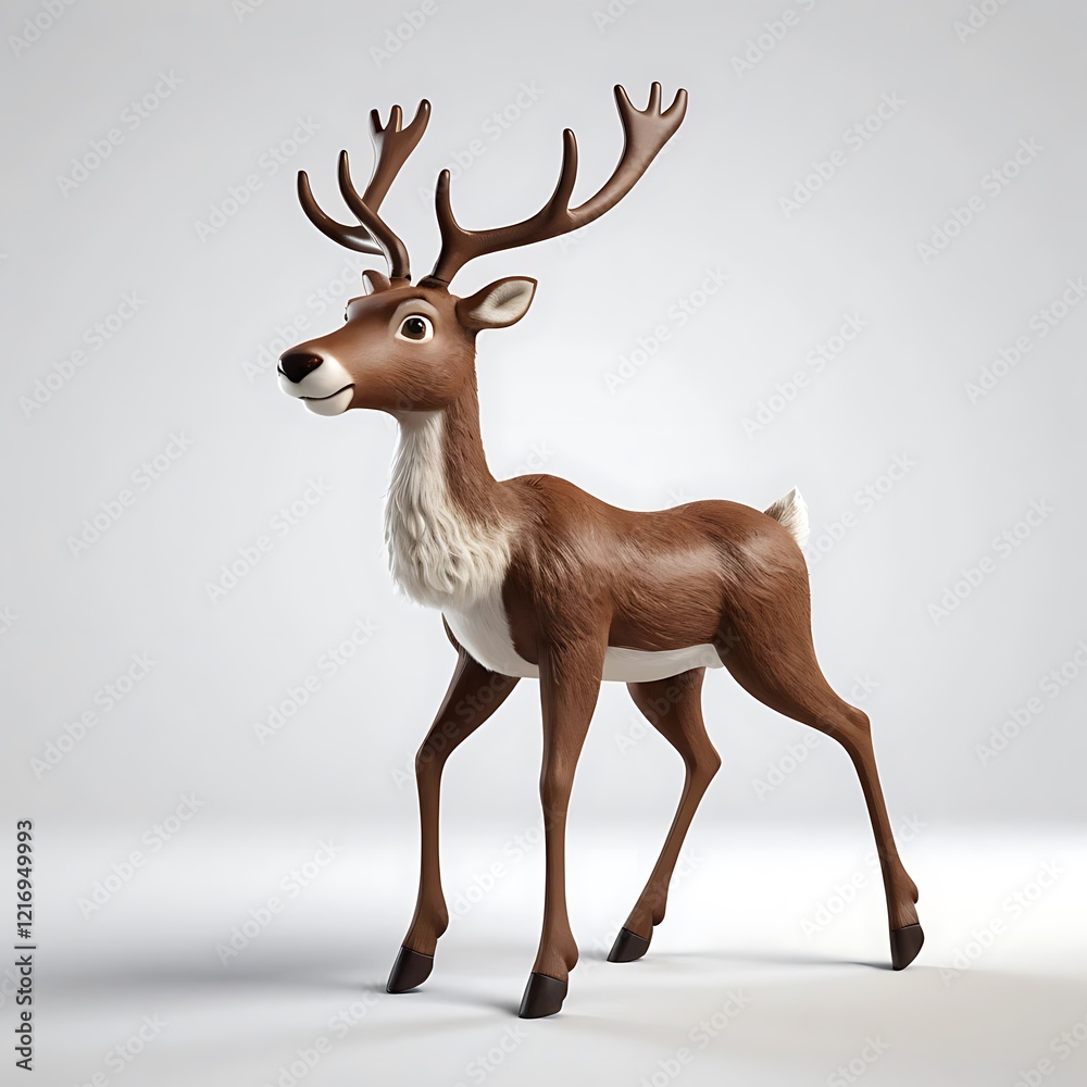 Obraz premium Adorable 3D Render of a Cartoon Reindeer
