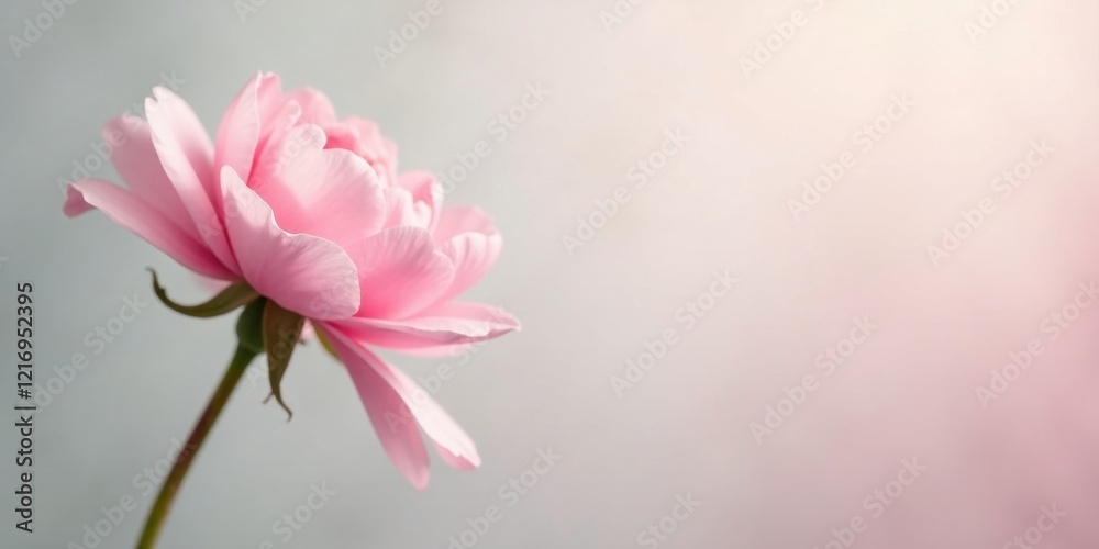 Obraz premium A Delicate Pink Flower, Softly Illuminated, a Symbol of Grace and Gentle Beauty, with a Soft Background