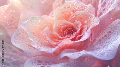 Dreamlike Rose:  A Delicate, Pastel Fractal Blossom