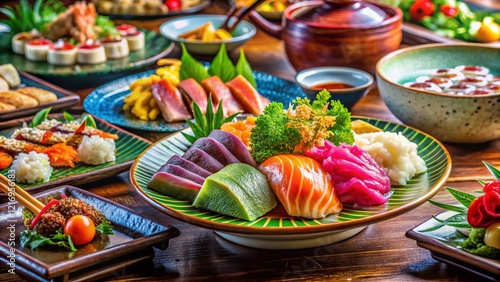 Delicious Japanese Dinner: National Sac Ichi Feast, High-Resolution Stock Photo photo