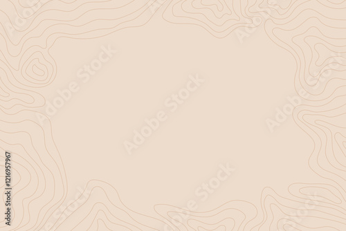 Vintage topographic map background. Beige topographic lines terrain backdrop