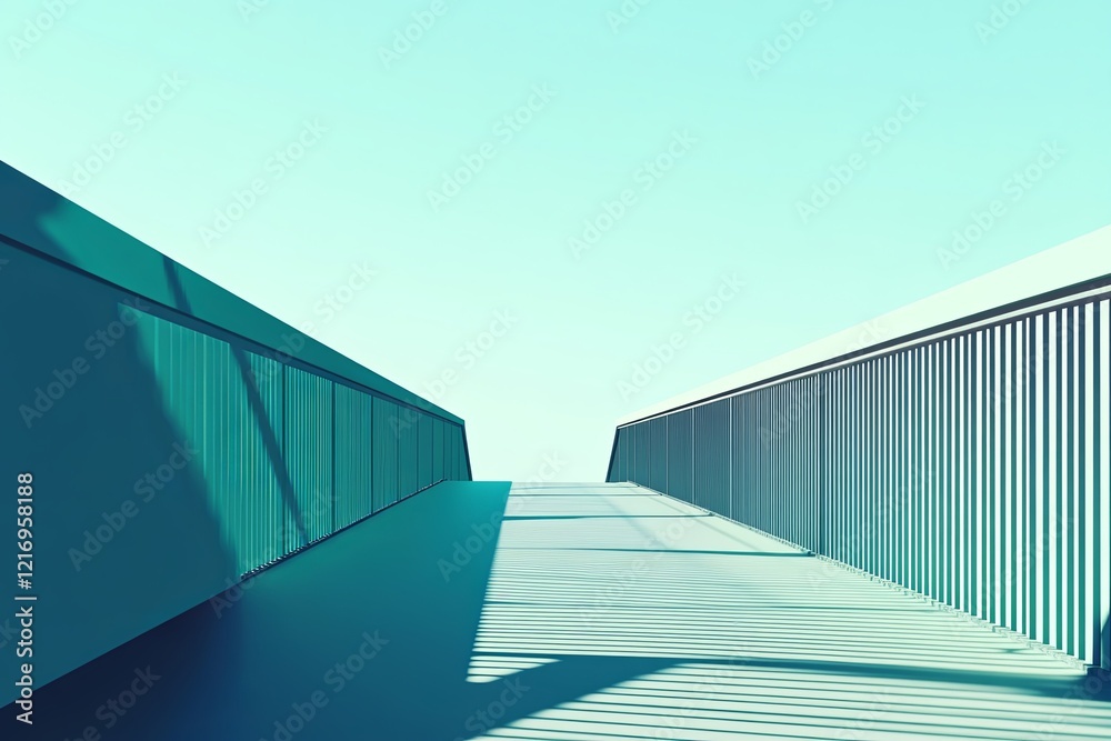 A minimalistic pedestrian overpass with soft shadows and geometric lines. picture