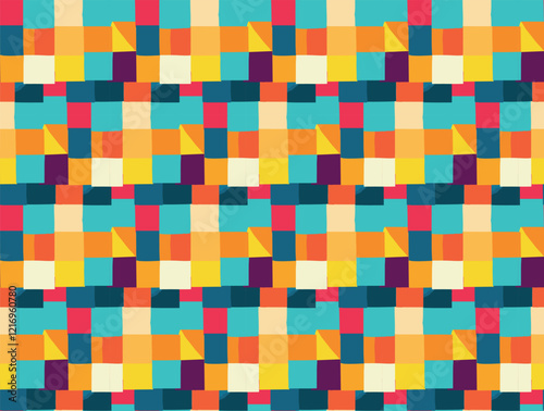 Abstract vector retro pattern geometric colorful background