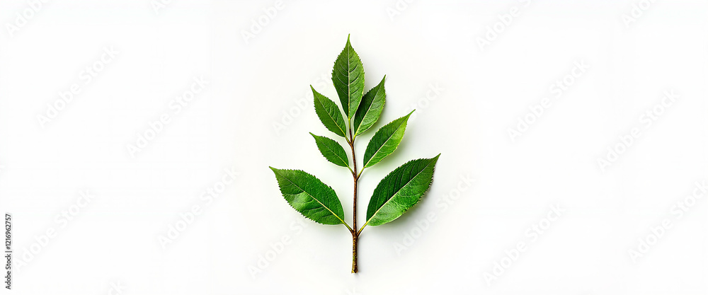 Fototapeta premium Green leaves branch on white background