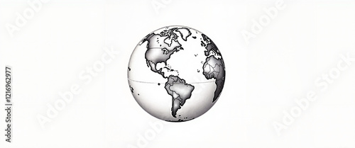 Black and white globe showing Americas and Africa