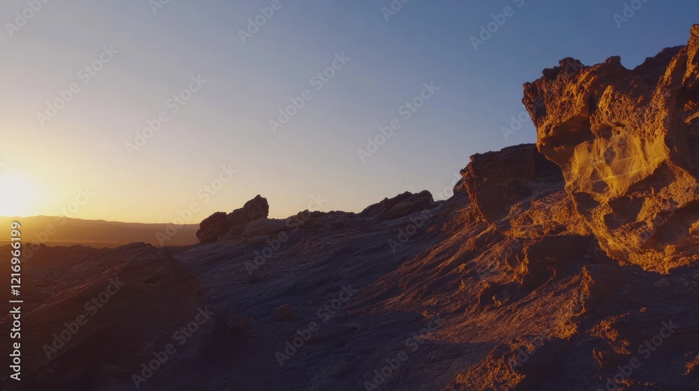 Fototapeta premium Sunset over Atacama Desert's Sculptural Rocks