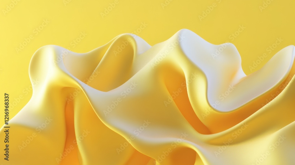 Fototapeta premium Yellow silk fabric waves, abstract background, design element