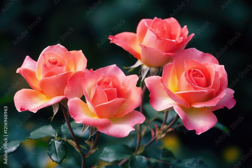 A cluster of pink roses sit together, perfect for floral arrangements or as a symbol of love and appreciation A cluster of pink roses sit together, perfect for floral arrangements or as a symbol of love and appreciation