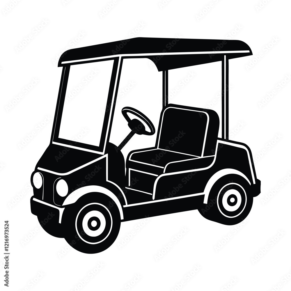 Golf cart vector silhouette 